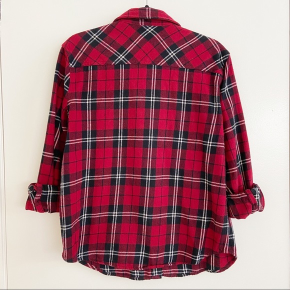 Forever 21 Thick Red Black Plaid Flannel Patches L - Picture 7 of 10